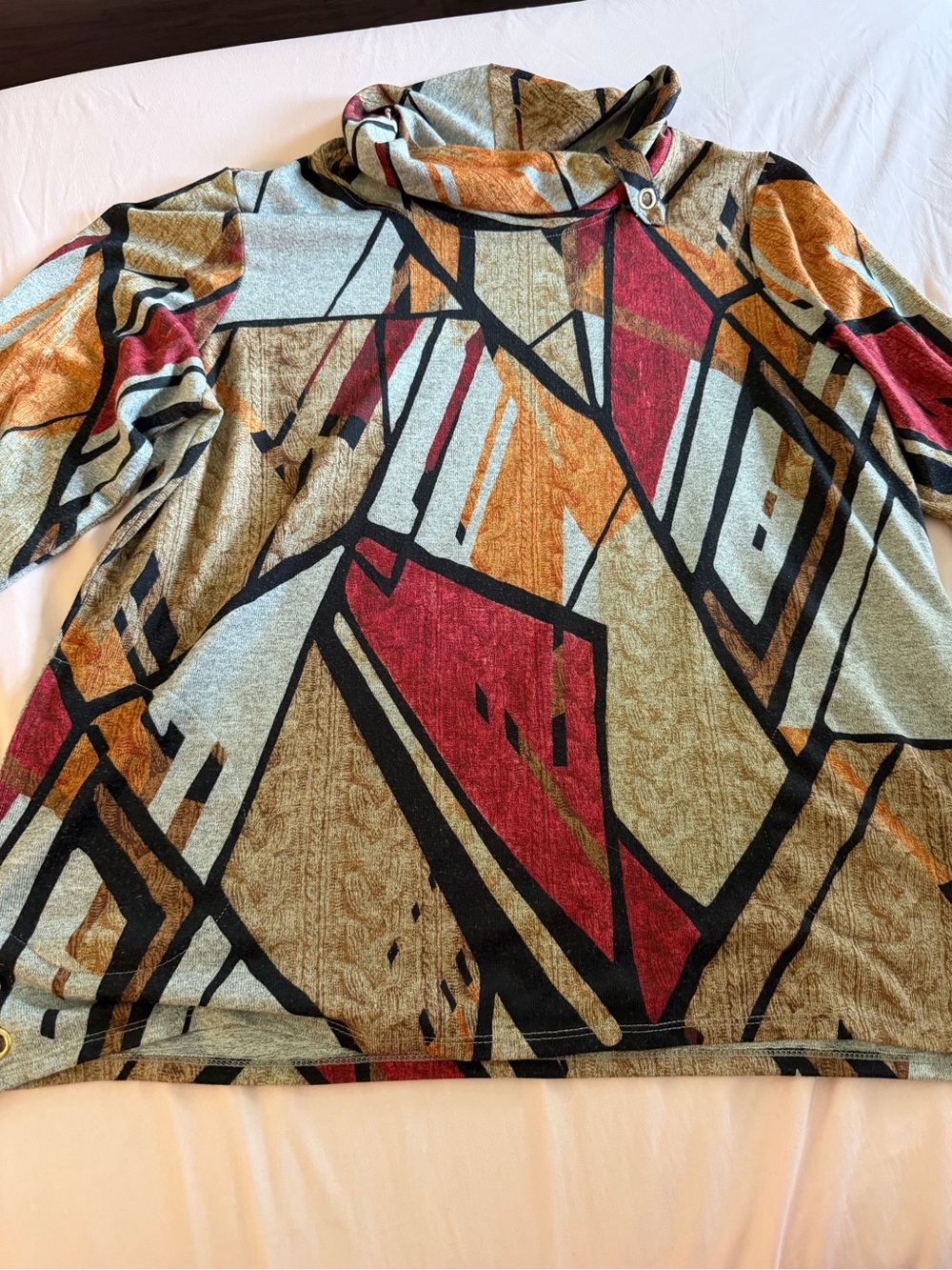 Abstract Geometric Cowl Neck Top in Multicolor